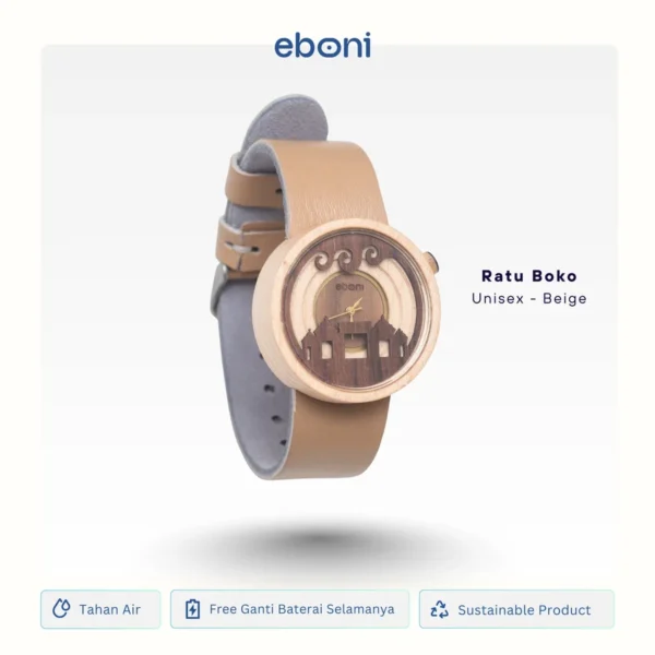IMG_2640 Jam Tangan Kayu Eboni x Injourney Destination "Ratu Boko Unisex - Beige