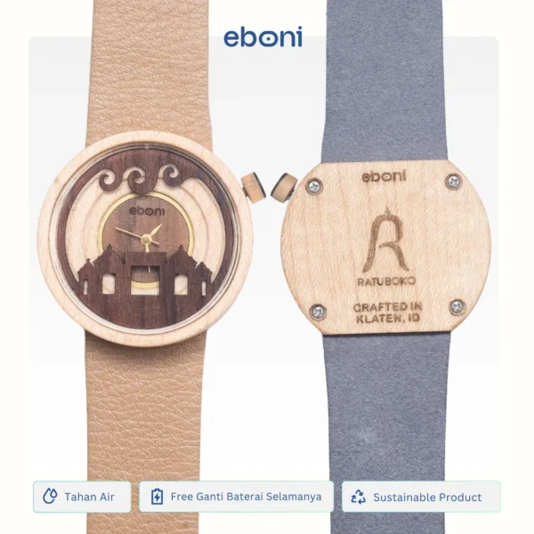 IMG_2644 Jam Tangan Kayu Eboni x Injourney Destination "Ratu Boko Unisex - Beige