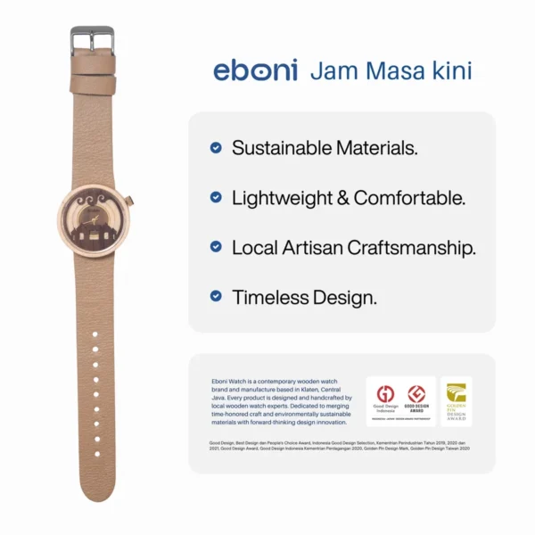 IMG_2645 Jam Tangan Kayu Eboni x Injourney Destination "Ratu Boko Unisex - Beige
